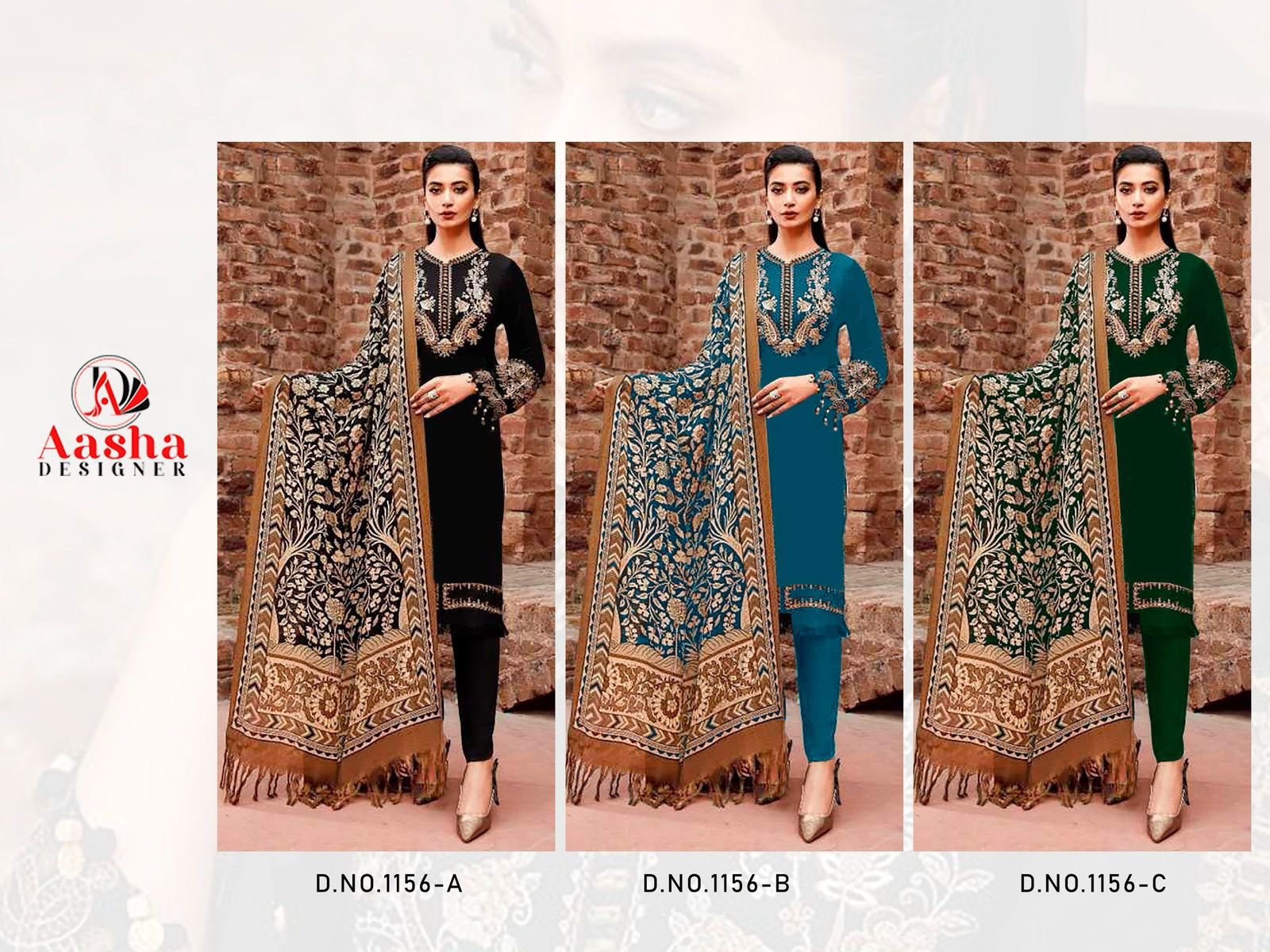 Aasha 1156 Rayon Embroidery Pakistani Suits Suppliers In Mumbai
